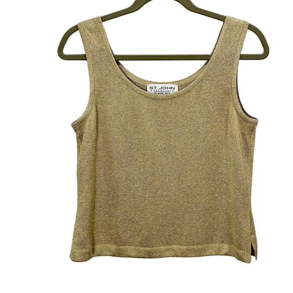 Vintage Y2K St. John Gold Knit Tank Top Metallic Sleeveless - Size Small - Picture 1 of 8